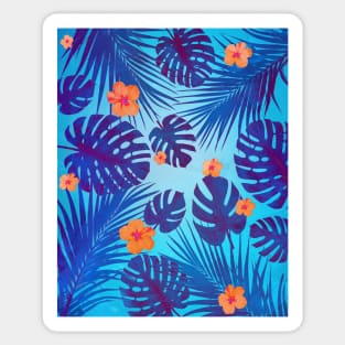 Monstera leaves in the midnight summer Sticker